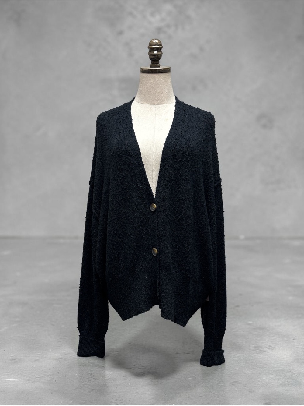 *NWT* Free People Black Textured V-Neck Button Cardigan